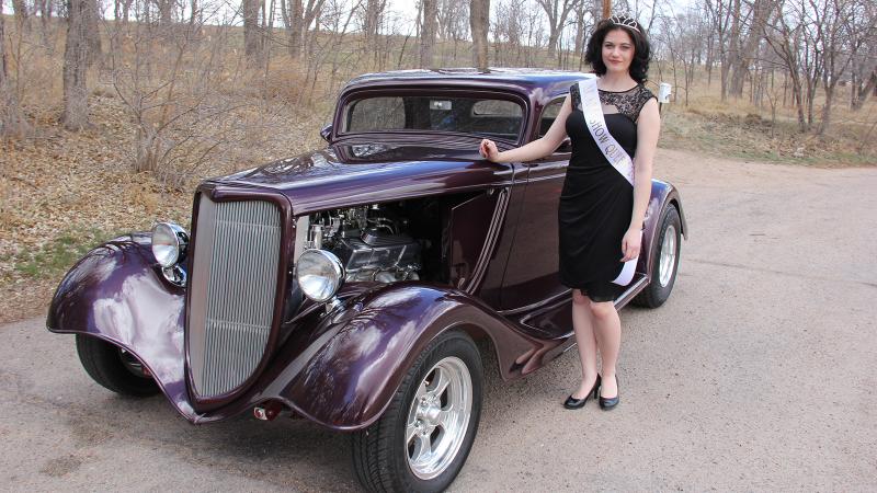 Darrien "D" Allison from Flagler has been chosen as the 2014 NJC Auto Show queen. She is pictured here with a 1934 Ford 3 Window Coupe owned by Steve and Cindy Vierow of Sterling. The car is one of many that will be on display during the show this weekend at the college's North Campus.