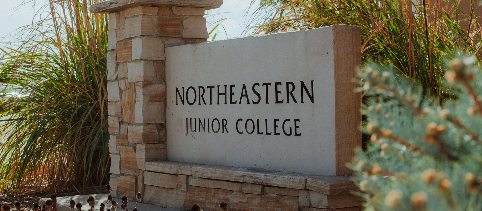 Northeastern Junior College Sign with greenery
