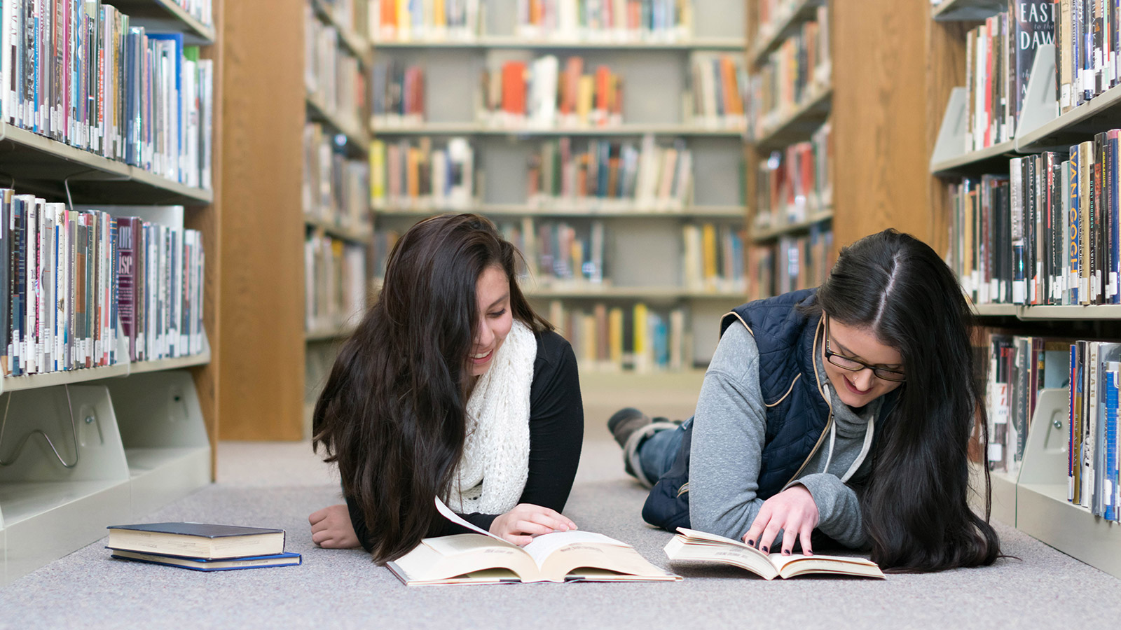 Two students in the library