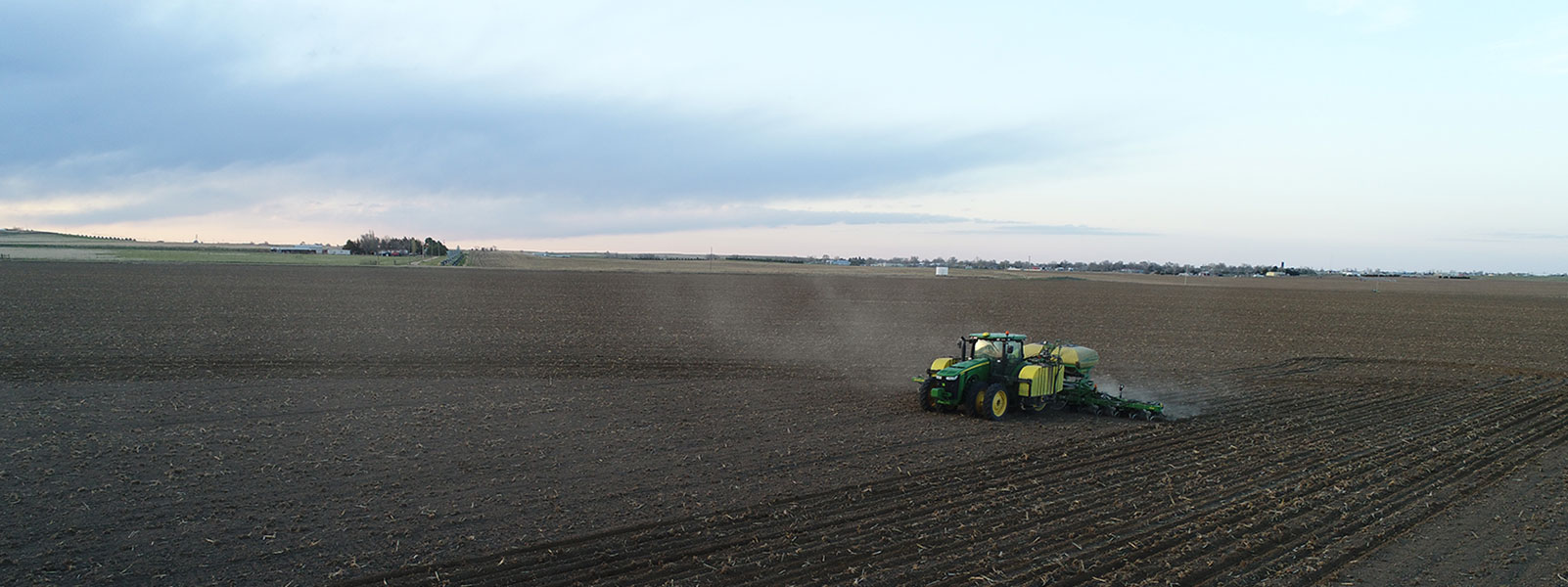 Tractor plowing a field