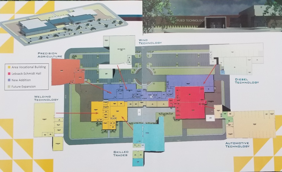 A concept design showing Northeastern Junior College’s expanded Applied Technology Campus, which will have room for wind technology, diesel technology, automotive technology, skilled trades, welding technology and precision agriculture.