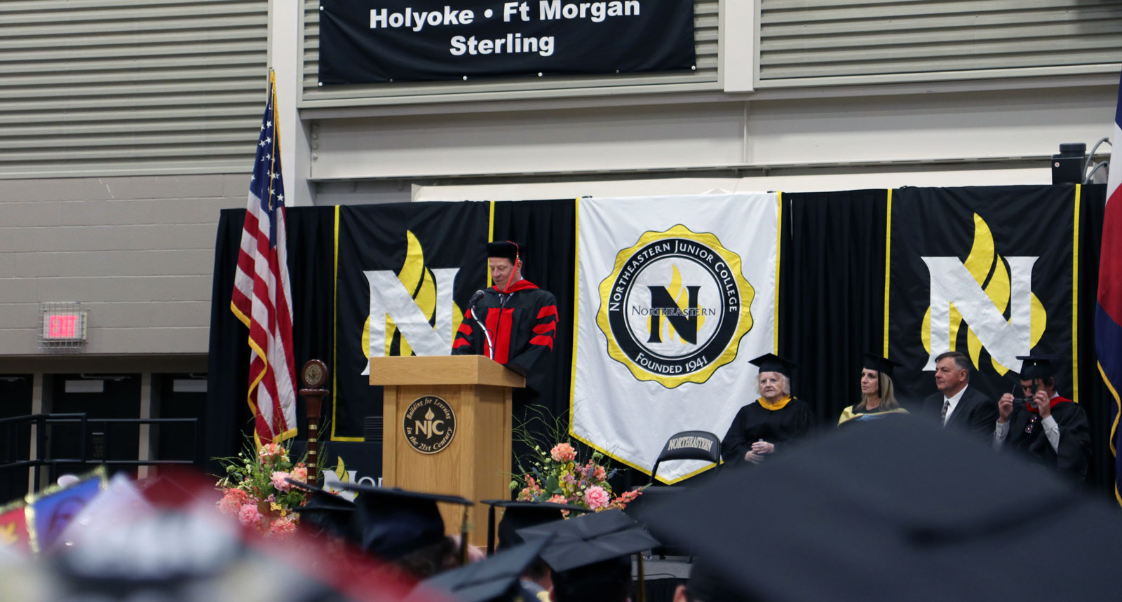 President Mike White addresses the graduates at the 80th Annual NJC Commencement Ceremony on May 12, 2023.