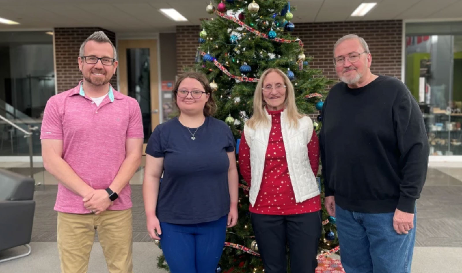 Rebecca Hester, second from left, is pictured with NJC Professor Lee Lippstrew, left, and Linda Batty and Don Johnson of Master Chorale.