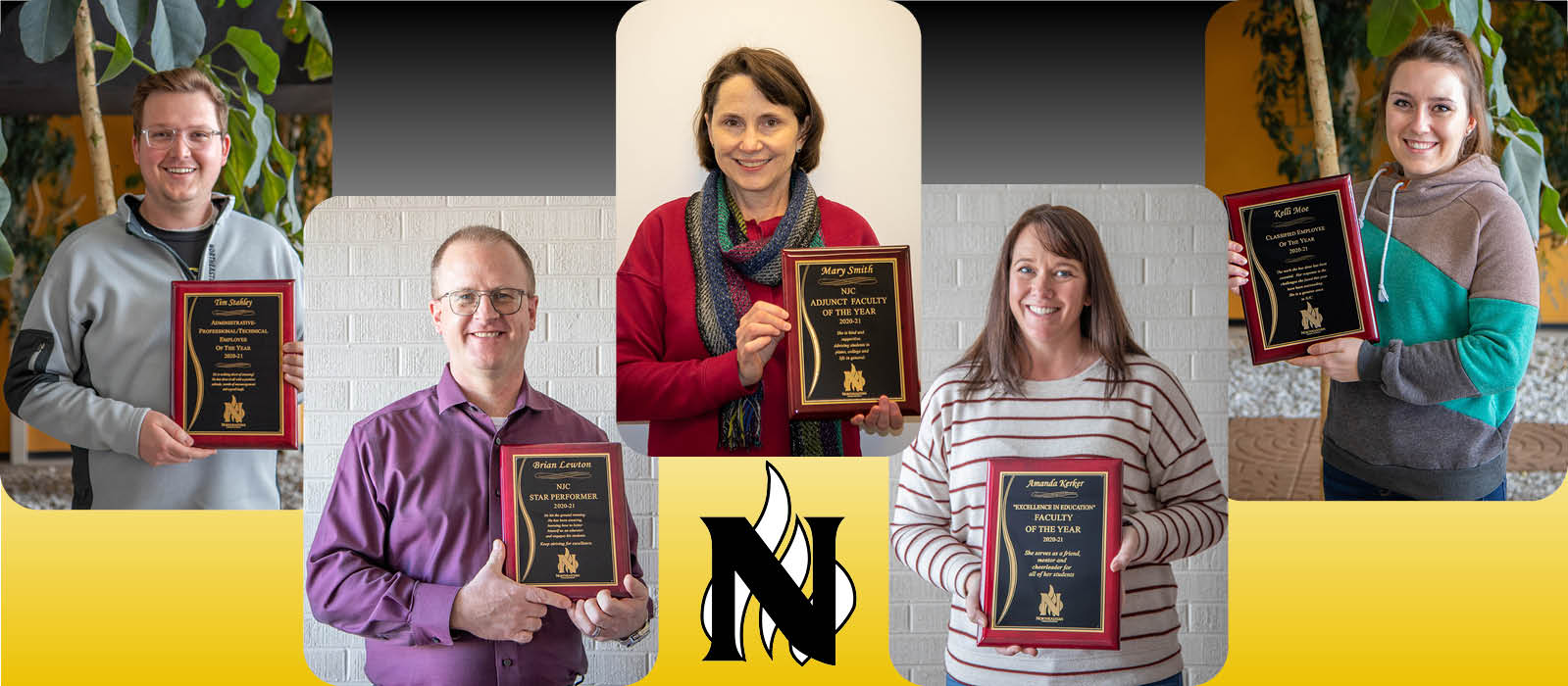 Northeastern Junior College staff holding awards