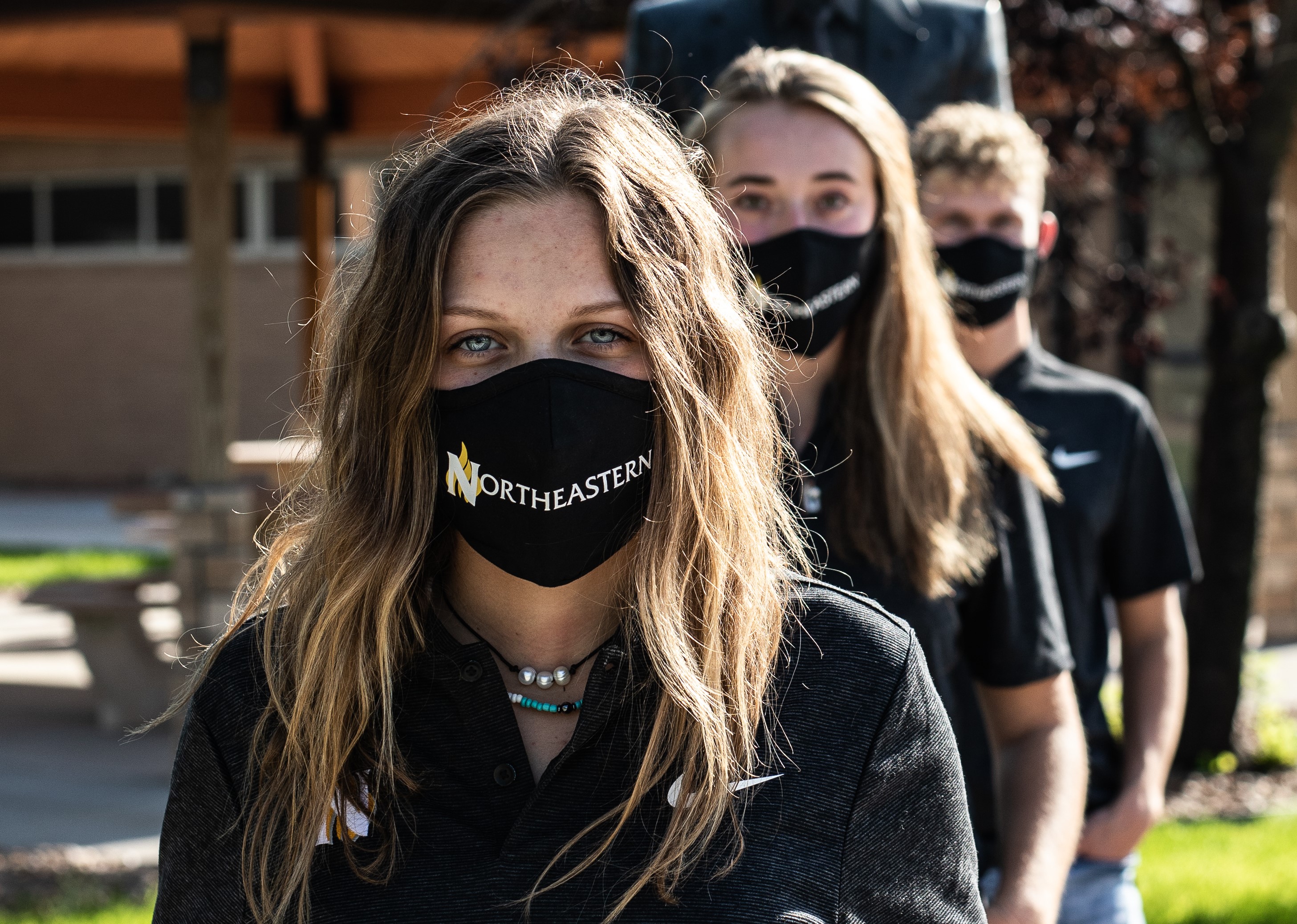 NJC Students Wearing Masks and Social Distancing