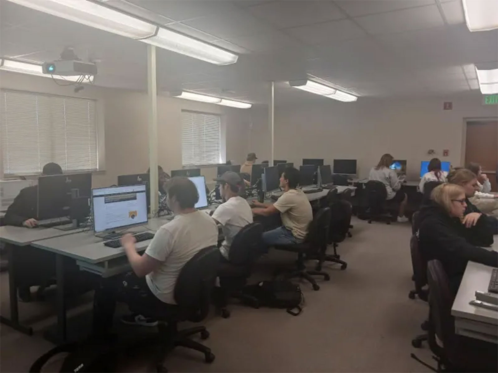 Northeastern Junior College students complete coursework in an English 1021 class that is taught online. The college recently greatly expanded its online course offerings, which has lead to a significant increase in online student enrollment and a four percent increase in total overall enrollment. 