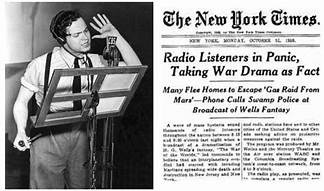 Newspaper story about War of the Worlds airing