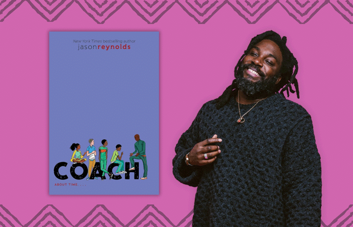 Author Jason Reynolds with his book Coach about time....