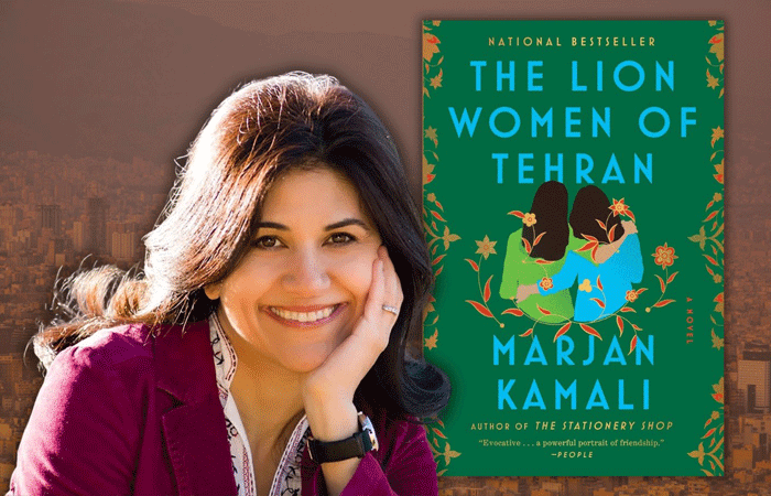 Author Marjan Kamali with her book The Lion Women of Tehran