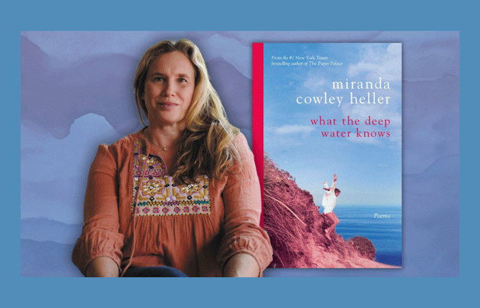 Author Miranda Cowley Heller with her book What the deep water knows