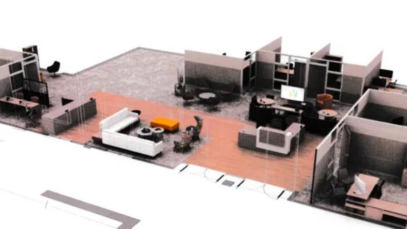 A rendering from Beck Total Office Interior shows what Northeastern Junior College’s new welcome center inside Hays Student Center will look like.