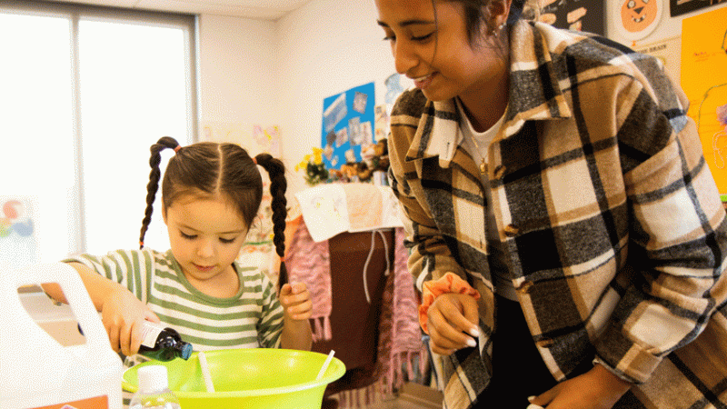 Early Childhood Education class with student-teacher and student