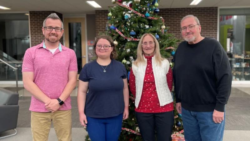 Rebecca Hester, second from left, is pictured with NJC Professor Lee Lippstrew, left, and Linda Batty and Don Johnson of Master Chorale.