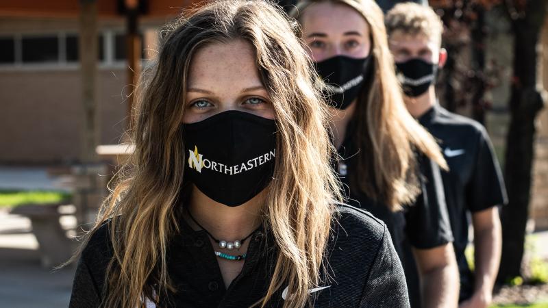 NJC Students Wearing Masks and Social Distancing