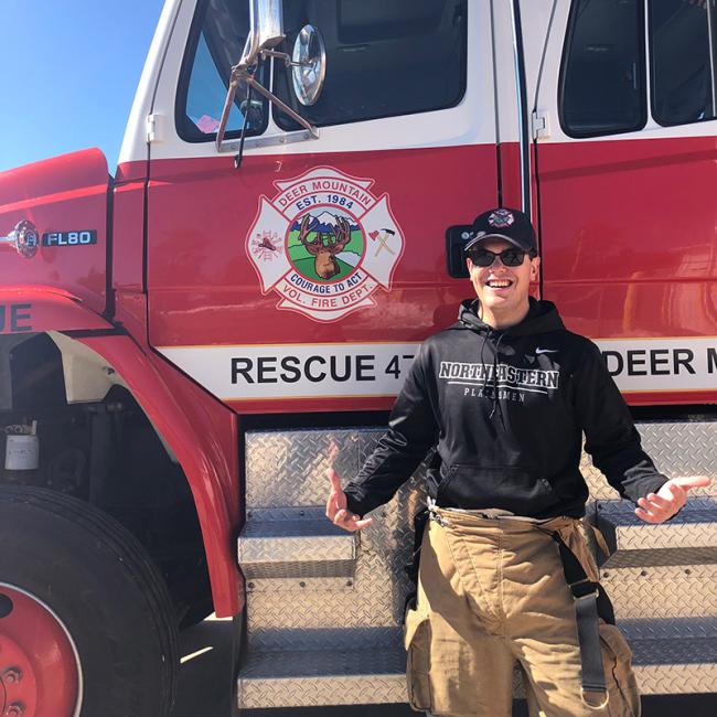 Benjamin Goff in front of his type 3 fire engine