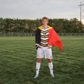 Warre Mondelaers standing in NJC's Soccer field 