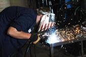 Flat welding in welding school