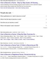 image of search results from google related to nursing