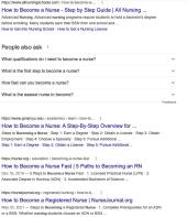 image of search results from google related to nursing
