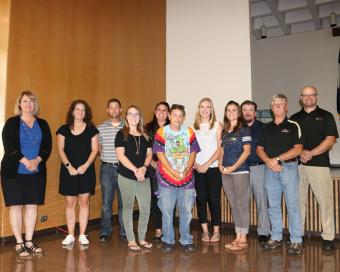 Five-year award recipients, left to right, Lisa Schaefer, Catheryne Trenkle, Tom Myers, Kelli Herzog, Martha Conner, Melinda McKay, Sadie Fritzler, Kelly Kuntz, Dante Penington, Ben Murray, Clint Rothell